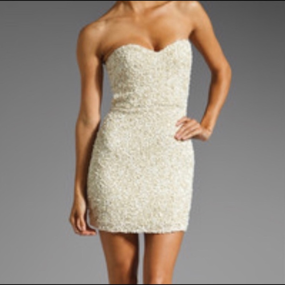Parker Cluster Bead Strapless Dress Size S